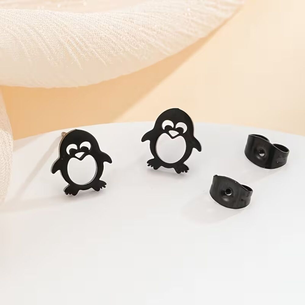 Stylish and Cute Stainless Steel Penquin Earrings NWT